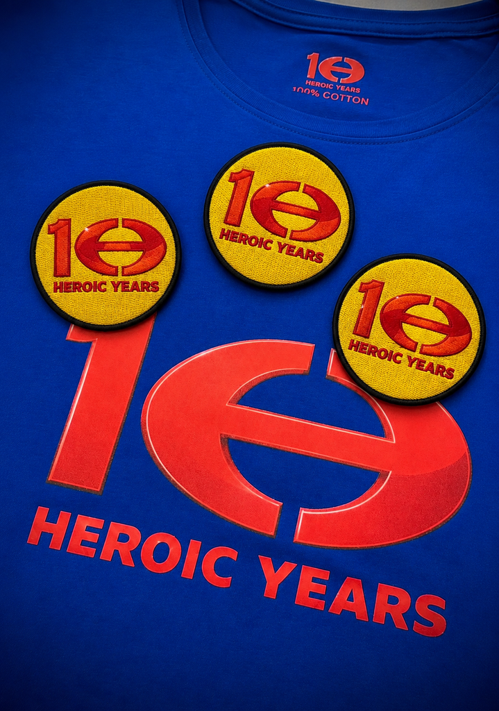 10 Heroic Years T-Shirt & Patch Combo