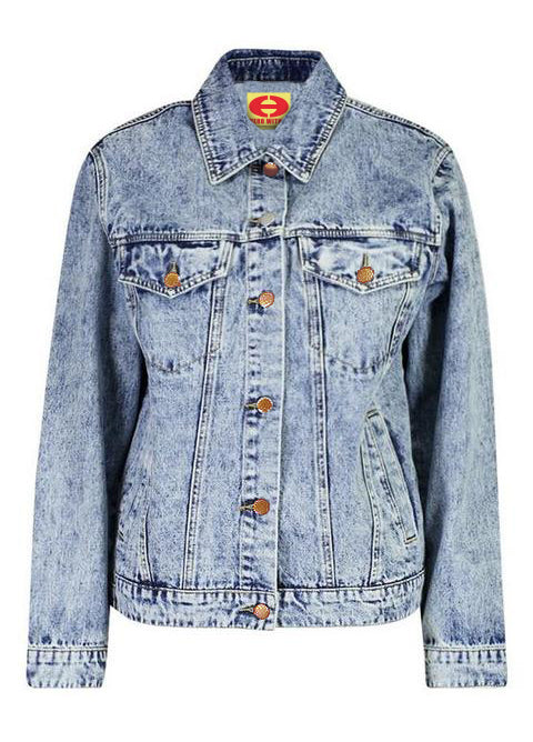 Ladies Wonder Woman 80's Acid Washed Denim Jacket
